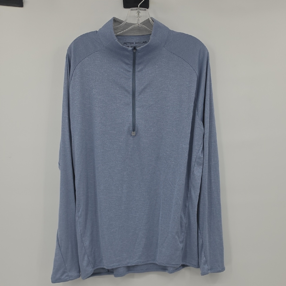 Peter Millar Dusty Blue Half-Zip Performance Pullover Size XL